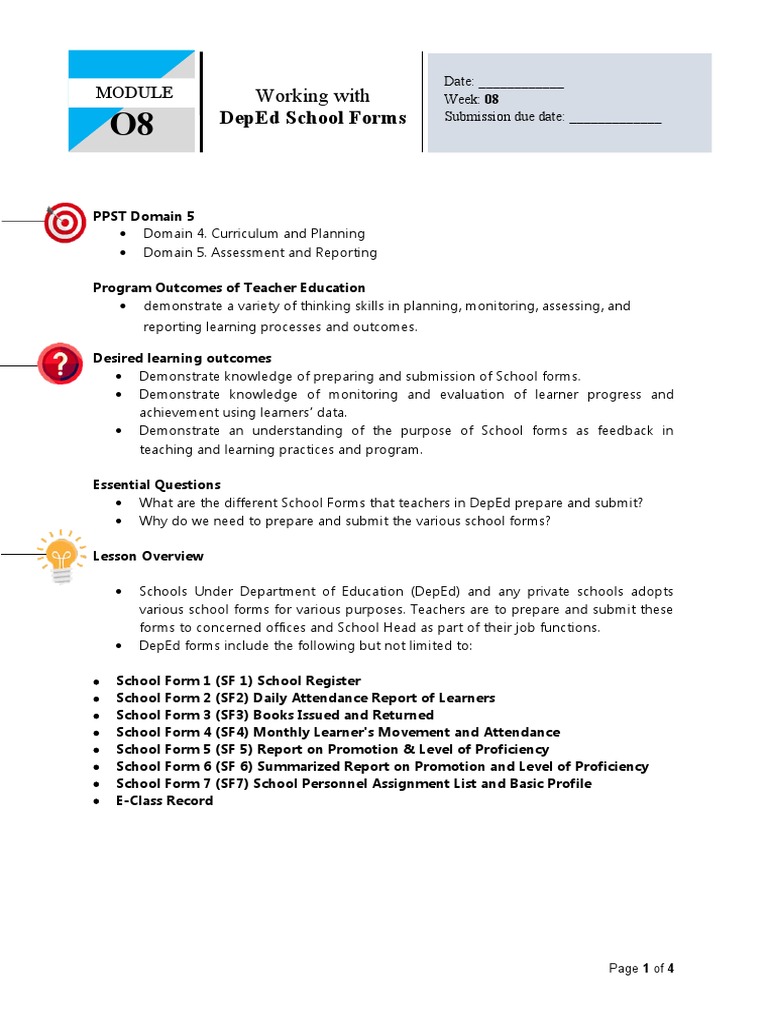 Module 8 Working With DepEd Forms | PDF | Teachers | Educational Psychology
