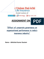 Assignment On:-: "Effect of Corporate Governance On Organizational Performance in India's Insurance Industry"
