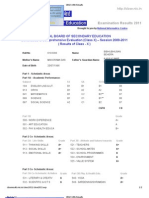 Central Board of Secondary Education Continuous & Comprehensive Evaluation (Class X) - Session 2009-2011 (Results of Class - X)