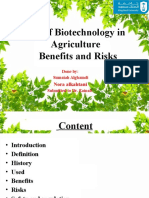 Use of Biotechnology in Agriculture Benefits and Risks: Nora Alkahtani