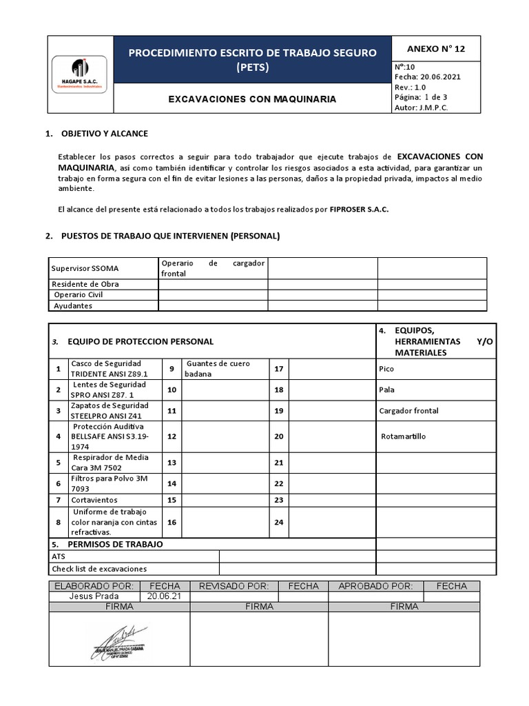 10 Pets Excavaciones Con Maquinaria | PDF | Ciencias de la Salud