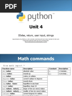 Unit 4: If/else, Return, User Input, Strings