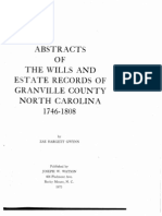 Index To Abstracts of Wills & Estate Records Granville County, NC 1746-1808
