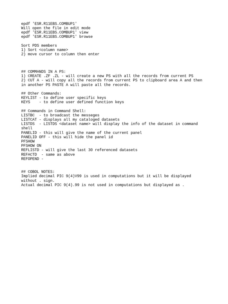 Mainframe Commands | PDF | Teaching Methods & Materials | Computers