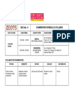 Test No. 11 Examination Schedule & Syllabus: Date of Exam Exam Timing Exam Pattern Exam Scheme