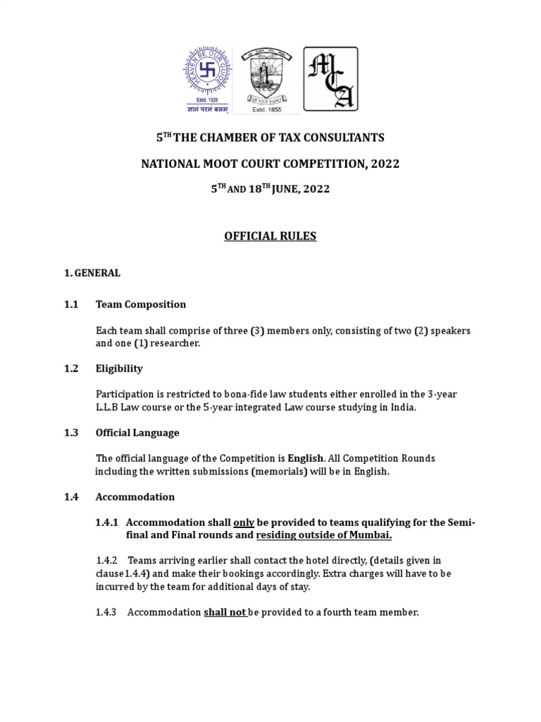 Revised Hybrid Tax Moot Rules 2022 PDF