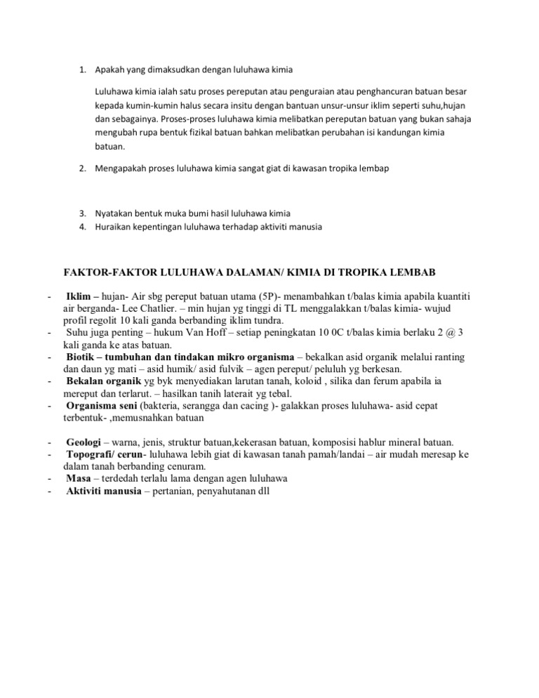 Apakah Yang Dimaksudkan Dengan Luluhawa Kimia Pdf
