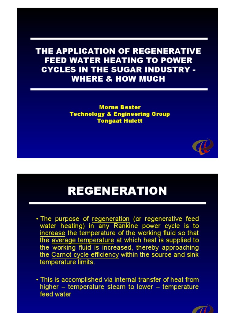 11 M Bester The Application of Regenerative Feed Water Heating To Power
