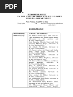 Judgment Sheet in The Lahore High Court, Lahore Judicial Department