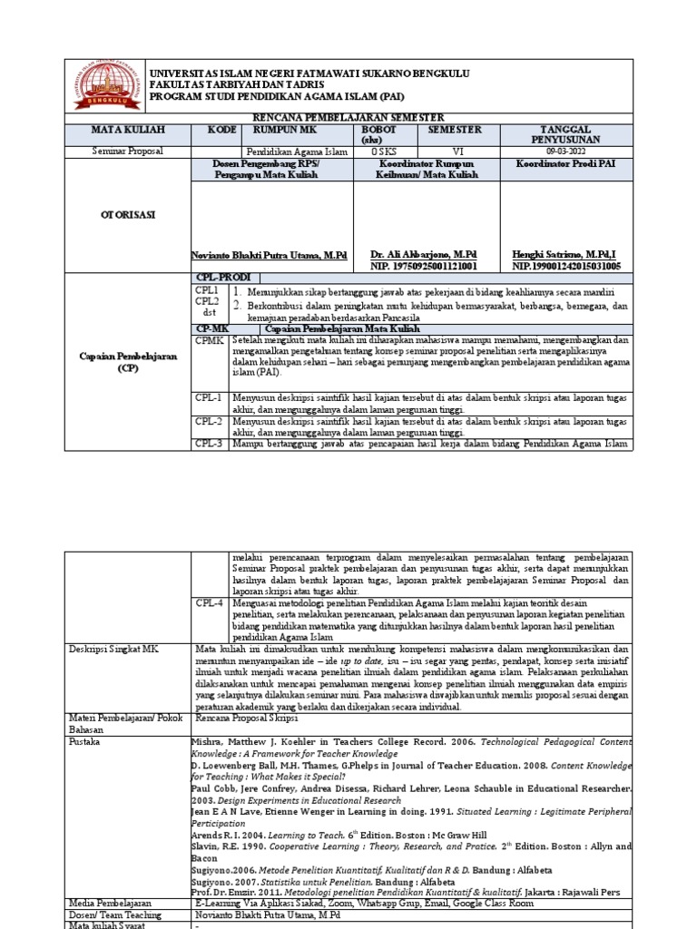 Seminar Proposal PAI | PDF | Karier & Perkembangan | Seni