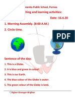 U.K.G Teaching and Learning Activities: Day: 2 Date: 16.4.20 1. Morning Assembly. (8:00 A.M.) 2. Circle Time
