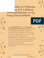 ARALIN 4-5 Pagtalakay Sa Paksang Estilong A.P.A Bilang Dokumentasyon Sa NG Isang Pananaliksik