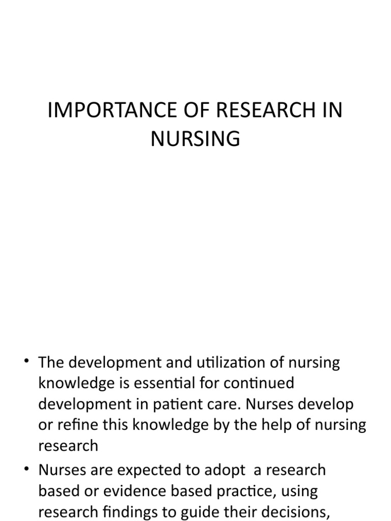 Importance of Research in Nursing PDF