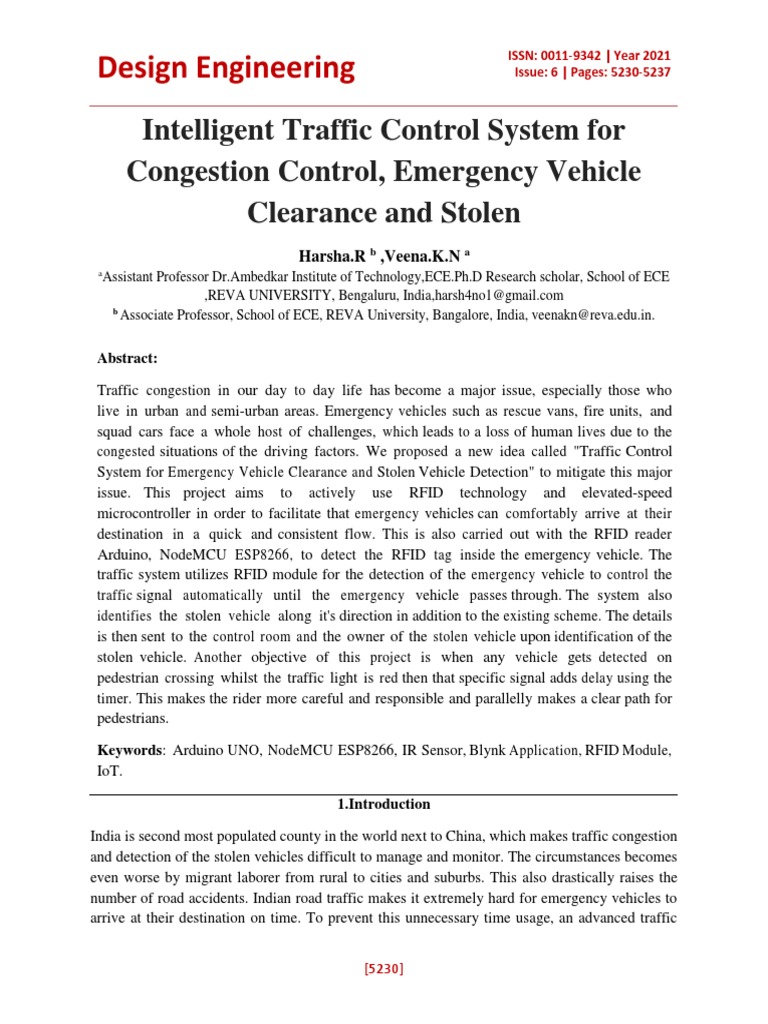 Intelligent Traffic Control System Design | PDF | Radio Frequency ...