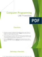 Computer Programming: LAB 7 Functions