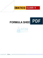 Mathematics Formula Sheets (Class-X)