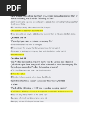 Quickbooks Exam