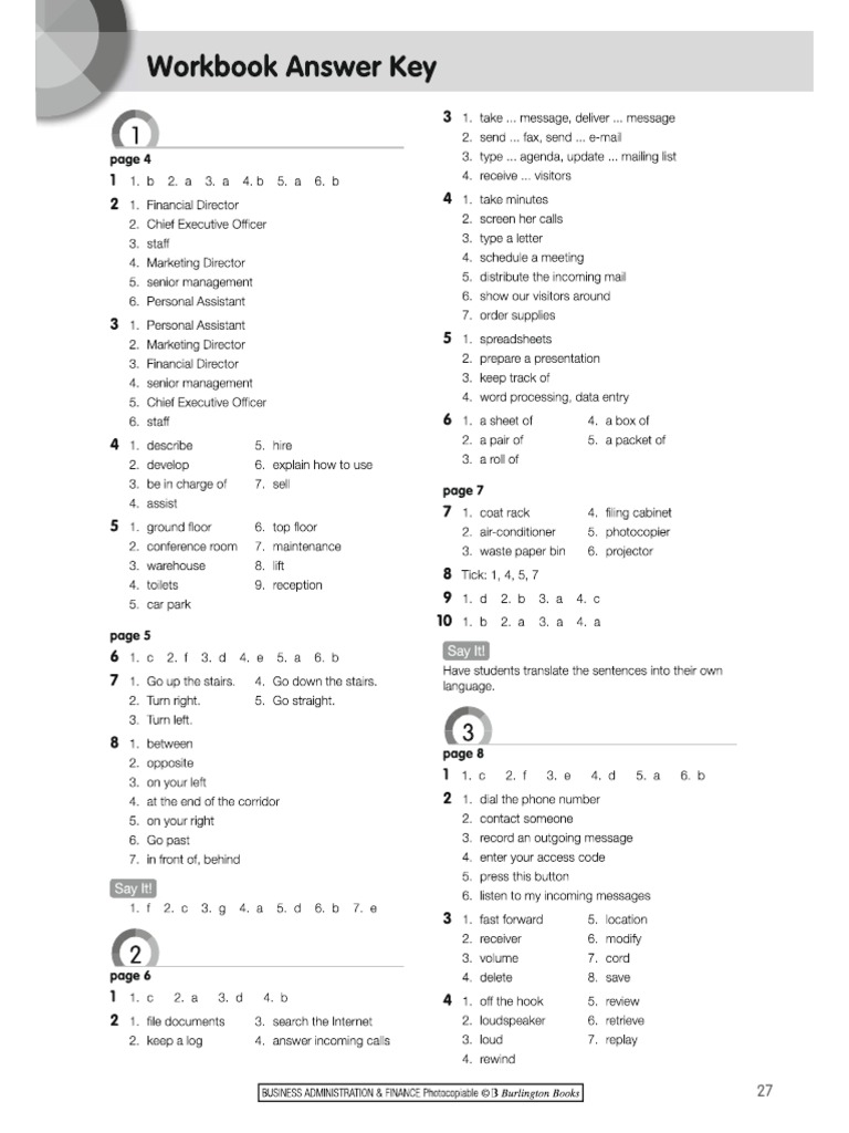 Workbook Answer Key | PDF