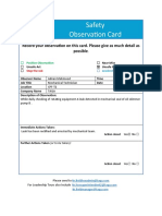 Safety Observation Card: Record Your Observation On This Card. Please Give As Much Detail As Possible