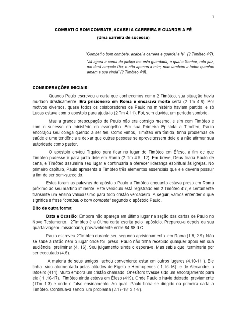 Combati o Bom Combate - Oficial | PDF | Apóstolo Paulo | Fé