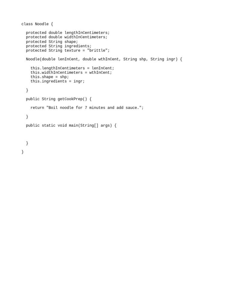 Noodle (Parent Class) | PDF