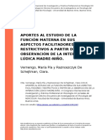 Vernengo, Maria Pia y Raznoszczyk de (..) (2014) - APORTES AL ESTUDIO DE LA FUNCION MATERNA EN SUS ASPECTOS FACILITADORES Y RESTRICTIVOS A (..)