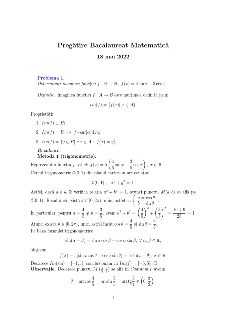 Pregatire Bac Mate 2022 | PDF