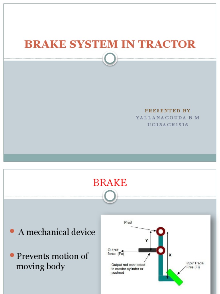 Tractor Hydraulic Brake System Overview | PDF | Brake | Vehicle Technology