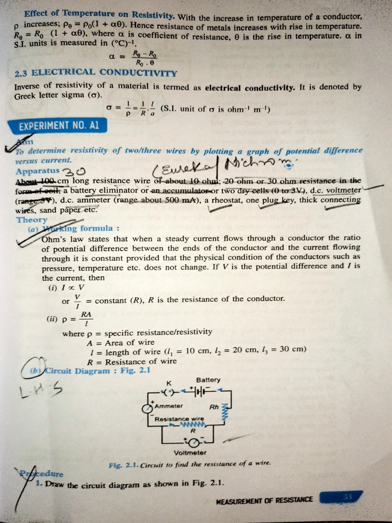 Measurement of Resistivity Determining the Relationship Between
