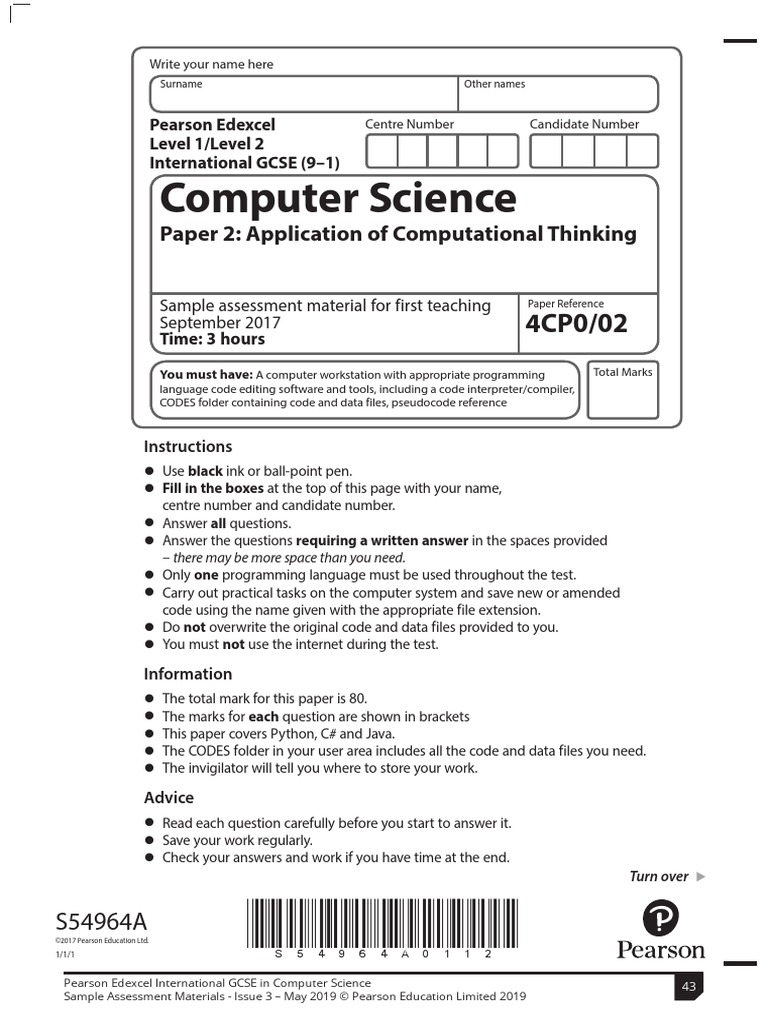 Computer Science: Paper 2: Application of Computational Thinking | PDF ...