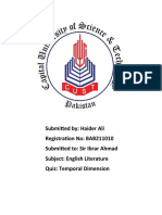 Submitted By: Haider Ali Registration No: BAB211010 Submitted To: Sir Ibrar Ahmad Subject: English Literature Quiz: Temporal Dimension