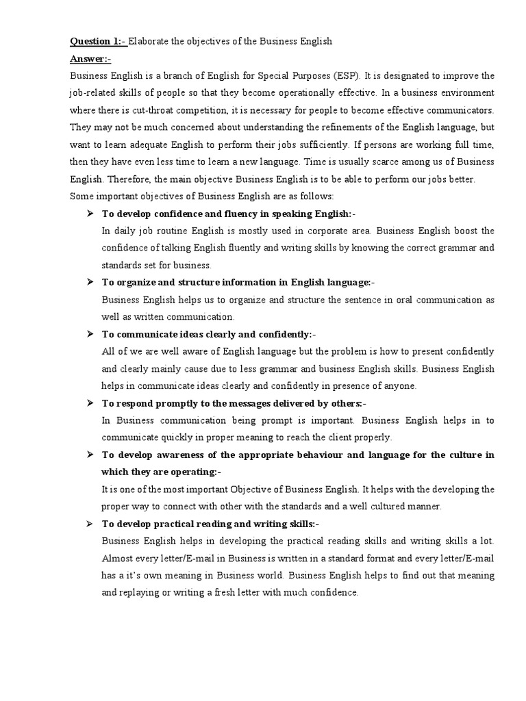 Business English PDF English Language Fluency