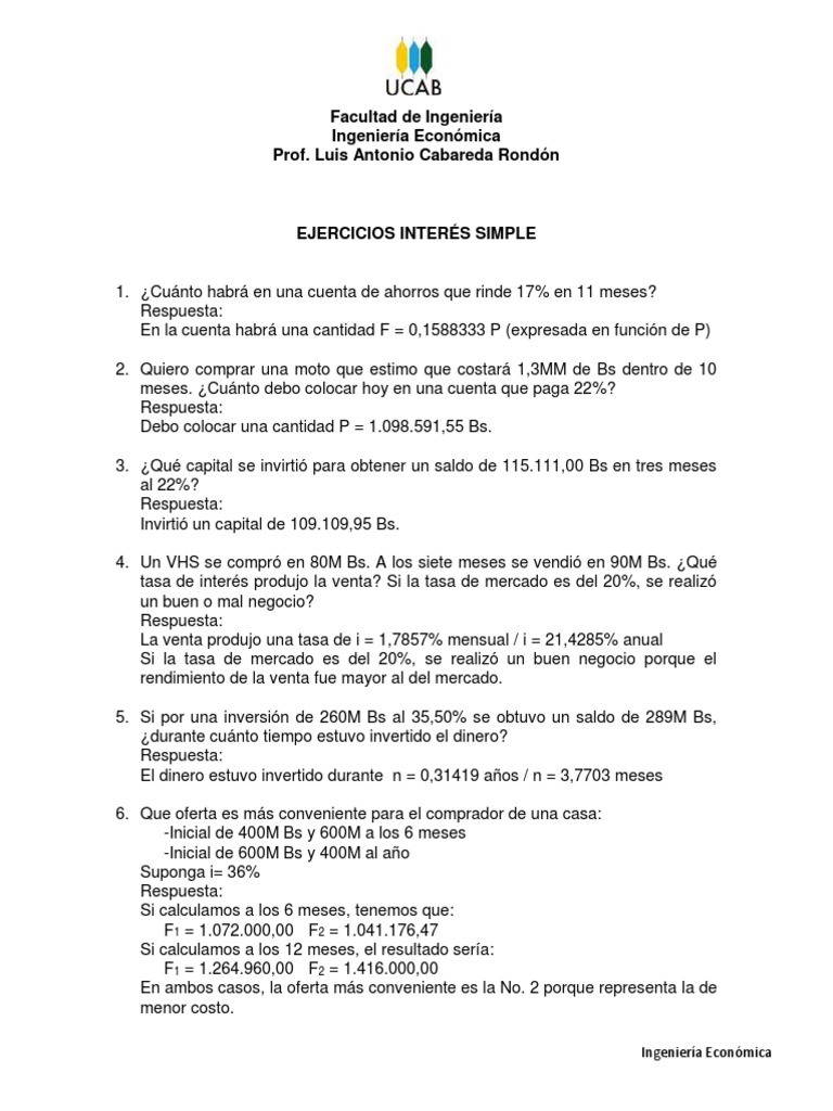 2.2.1. Problemario Tasas de Interes Simple Con Respuestas | PDF ...