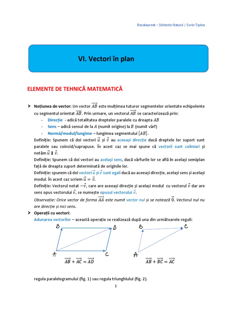 0 Vectori in Plan | PDF