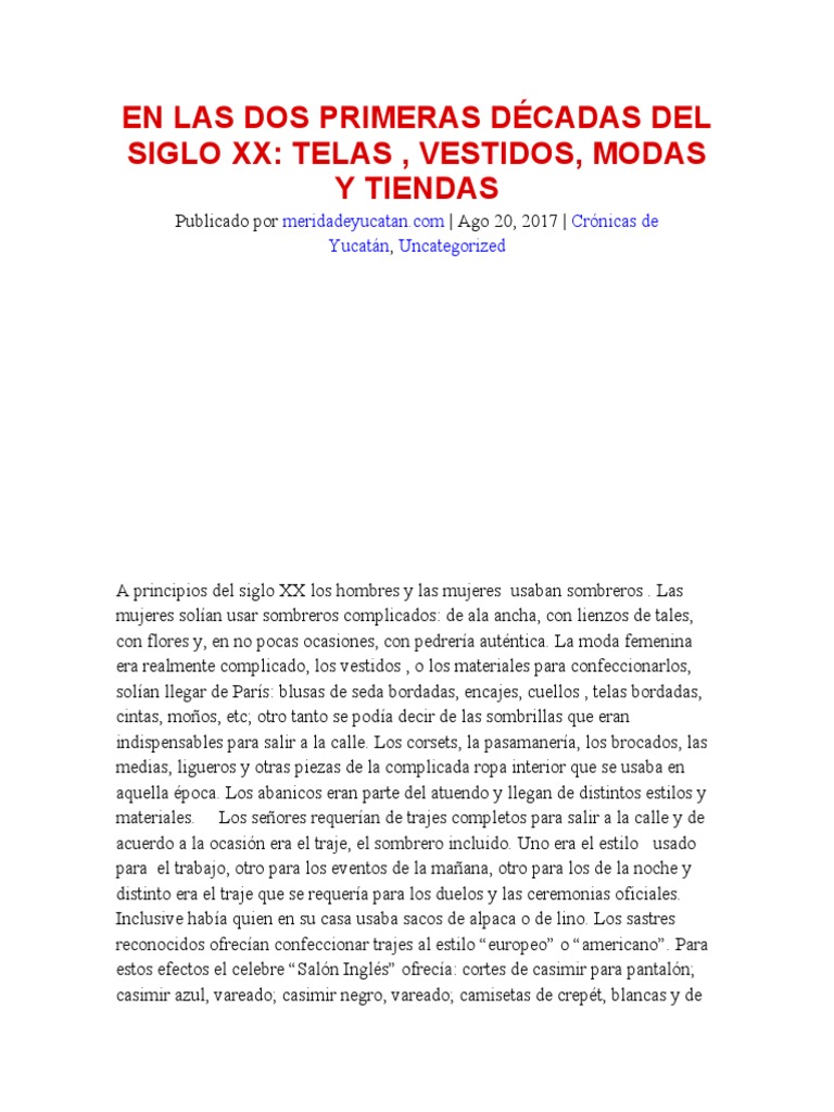 Moda y vestuario en el siglo XX | PDF | Moda | Ropa