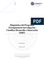 Diagnóstico Del Programa Presupuestario Investigación Científica Desarrollo e Innovación (E003)