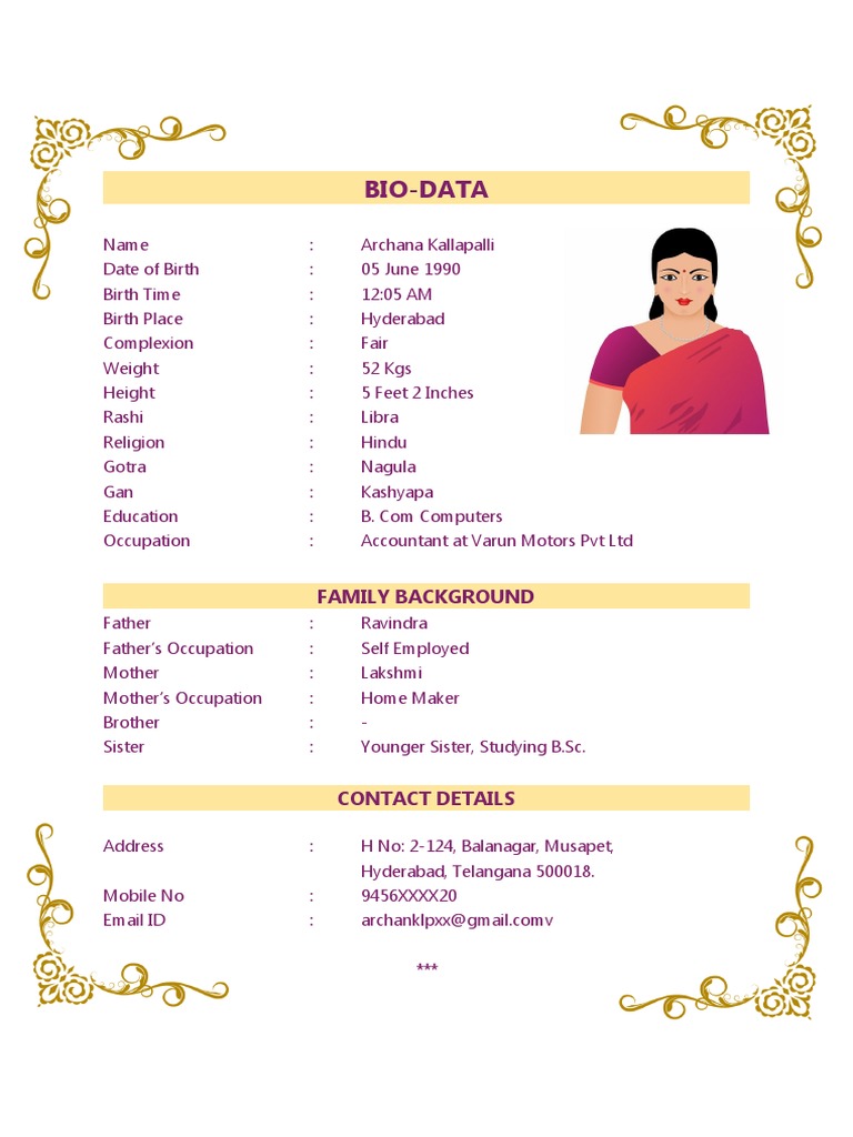 Marriage Biodata For Girl | PDF