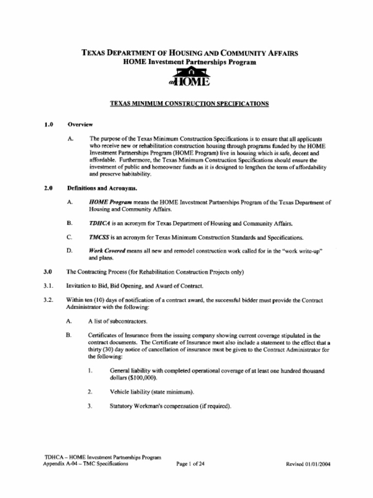 Texas Minimum Construction Standards Specs PDF