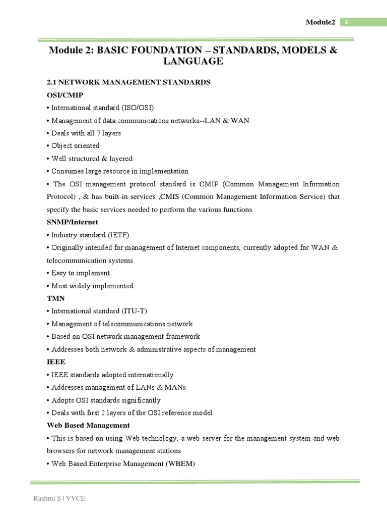 Module 2: Basic Foundation Standards, Models & Language: Rashmi S ...