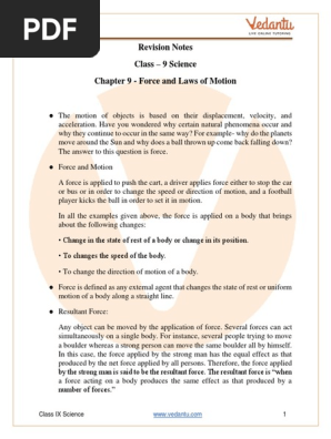 Class 9 Science Chapter 9 Revision Notes