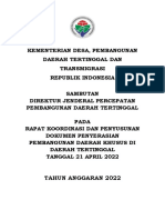 Sambutan Dirjen - Rapat Koordinasi Dan Penyusunan Dokumen Penyerasian Pembangunan Daerah Khusus Di Daerah Tertinggal