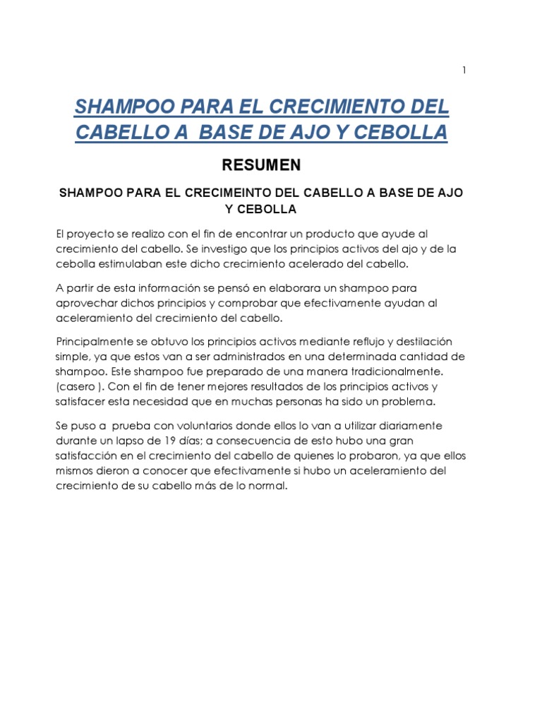 Shampoo de Ajo y Cebolla Para Crecimiento de Pelo