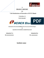 "Job Satisfaction of Executive of ICICI Bank: Project Report
