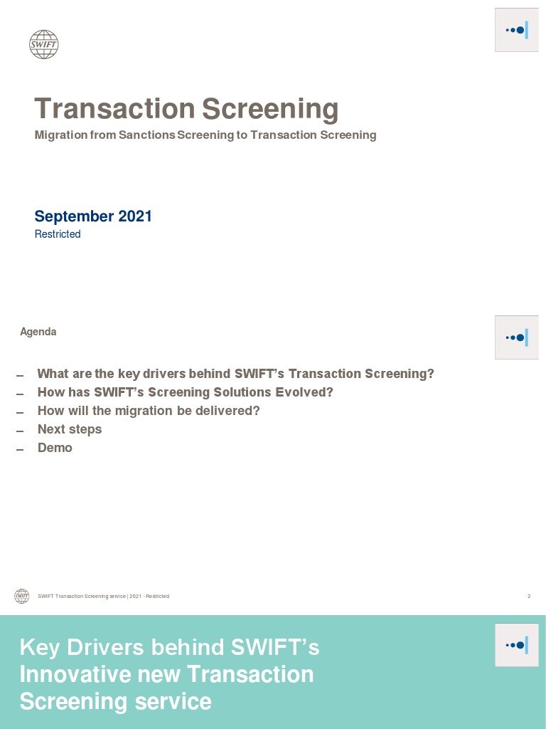 SWIFT Transaction Screening Overview | PDF | Computing | Information ...