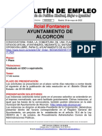 168-22 Boletin Informativo Empleo Publico Oficial Fontanero Ayuntamiento de Alcorcón 30-5-2022