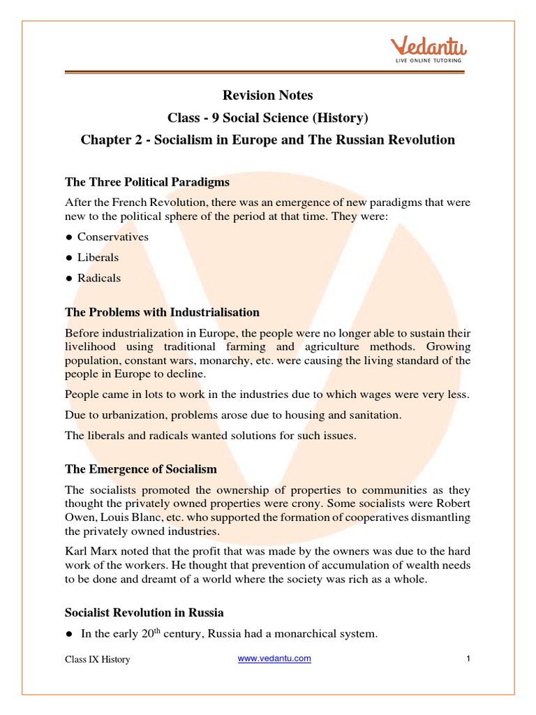 Socialism and Russian Revolution Notes | PDF | Socialism | Russian Empire