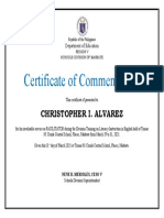 Certificate of Commendation: Christopher I. Alvarez