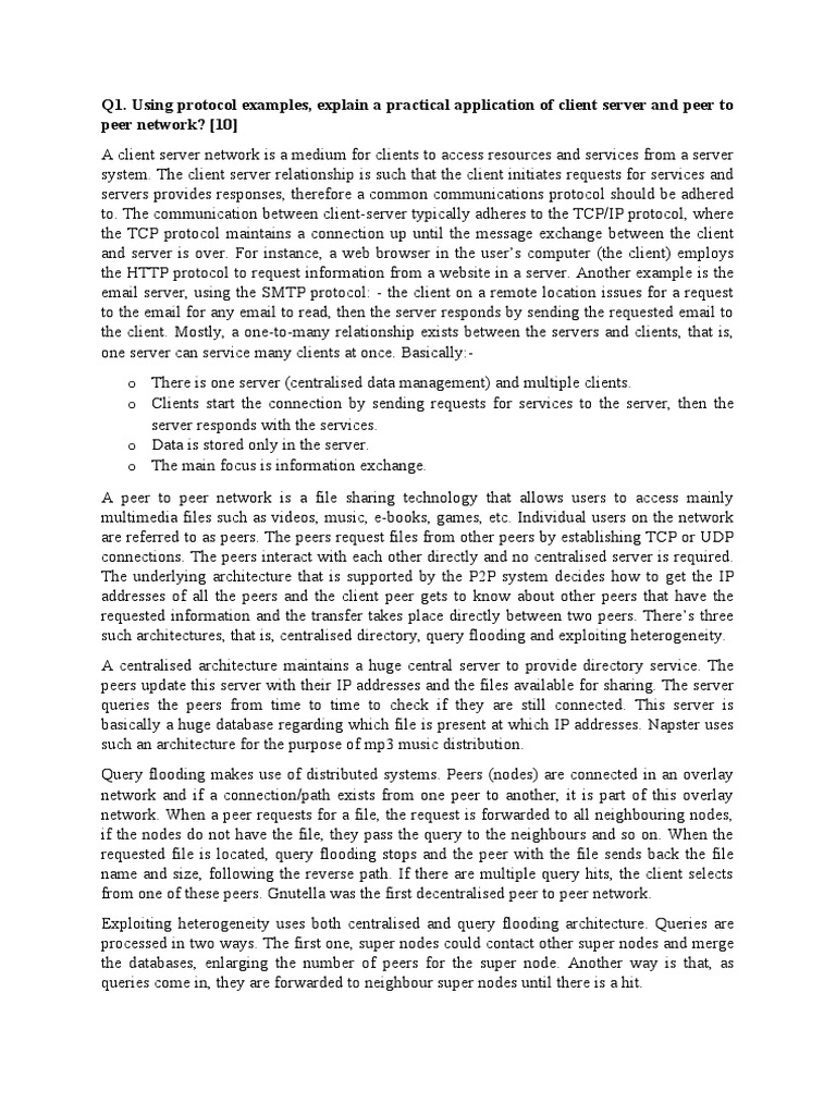 Client-Server vs Peer-to-Peer Networks | PDF | Peer To Peer | Client ...