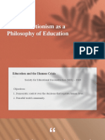 Reconstructionism As A Philosophy of Education