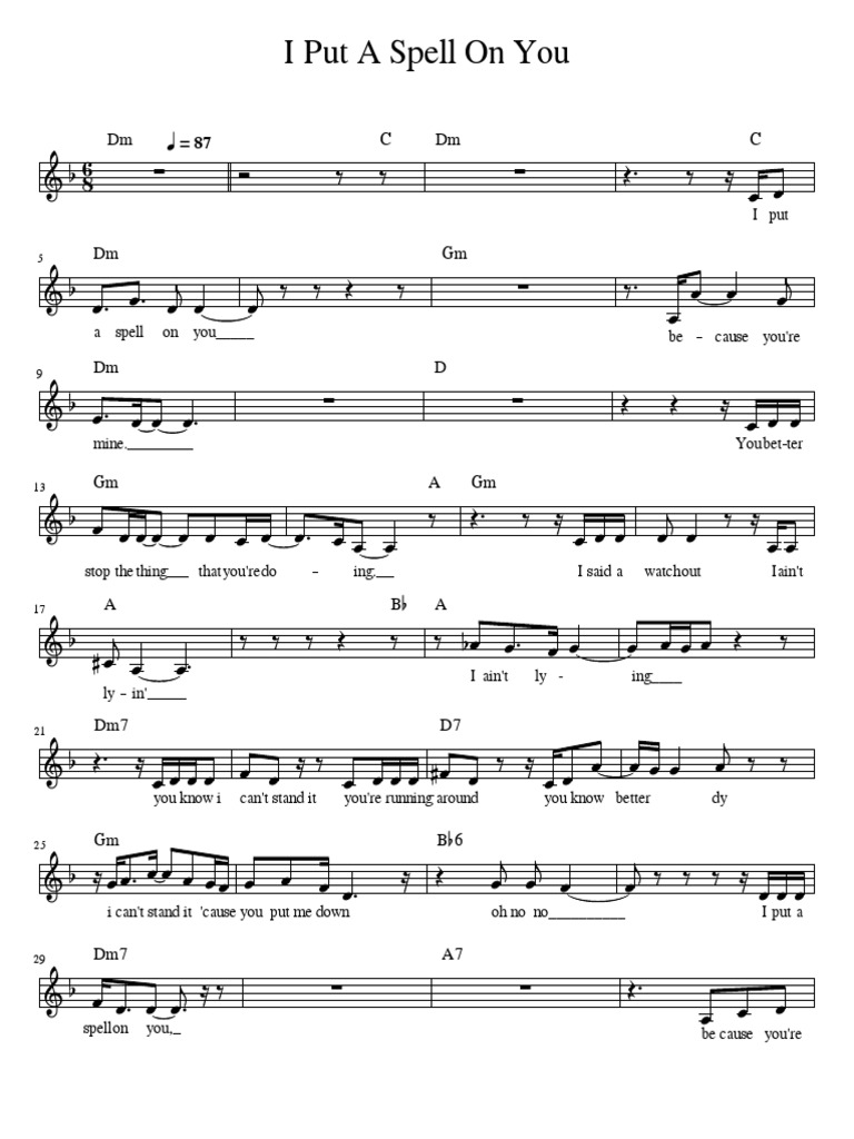 I Put A Spell On You Sheet Music | PDF